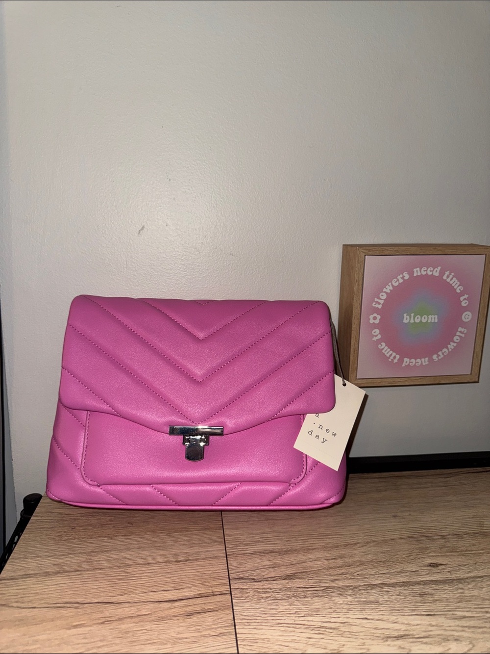 NWT Quilted Chevron Pink Shoulder Bag